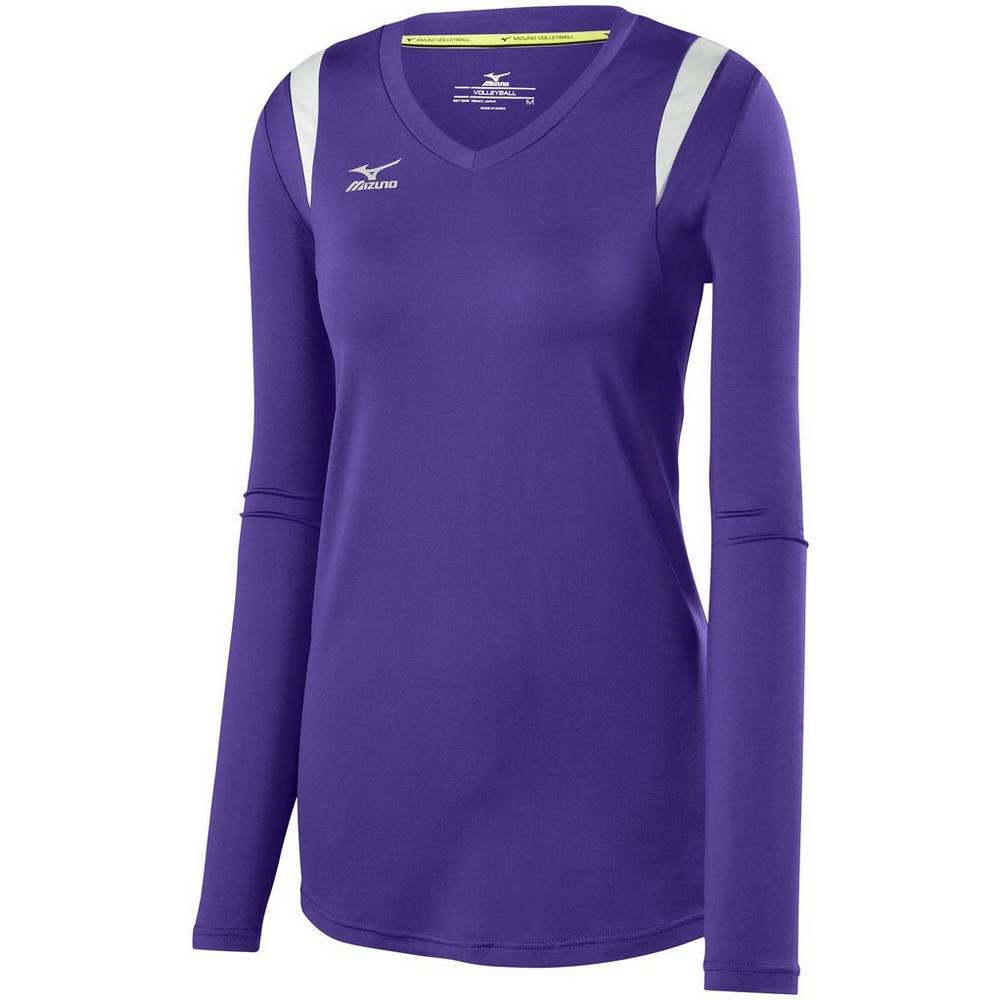 Mizuno Women's Balboa 5.0 Long Sleeve Volleyball Jersey Purple/Silver (440645-WSI)